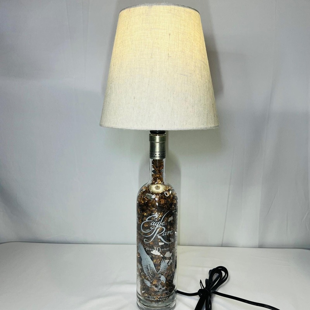 Eagle Rare Bourbon Bottle Lamp Custom 10 Year Whiskey Upcycled Table‎ Light 19in